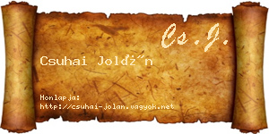 Csuhai Jolán névjegykártya